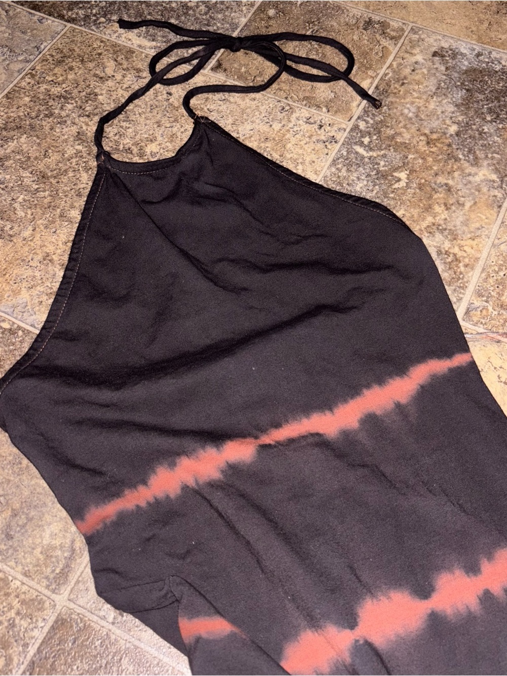 Kasey Tie Dye Halter Capri Leg Jumpsuit -  Black/Rust - Picture 7 of 9